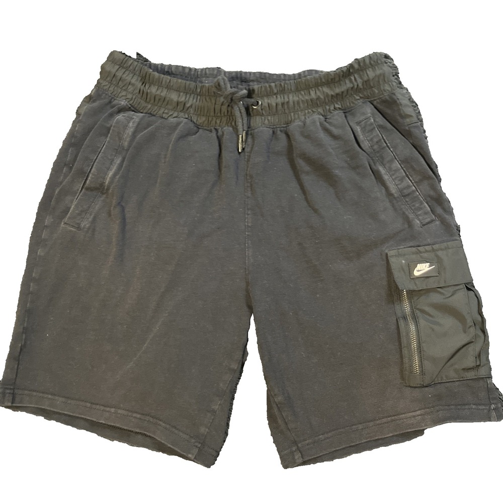 NIKE Sportswear cotton Lightweight Fleece Shorts Men's Medium Black cargo